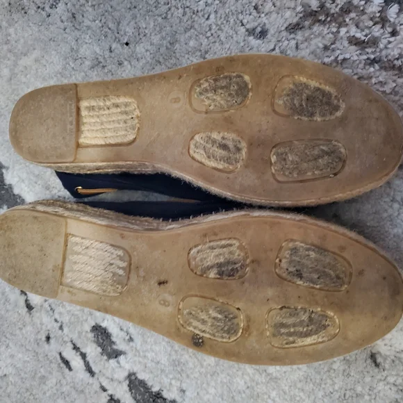 Womens Navy Canvas Loafers - Picture 3 of 5